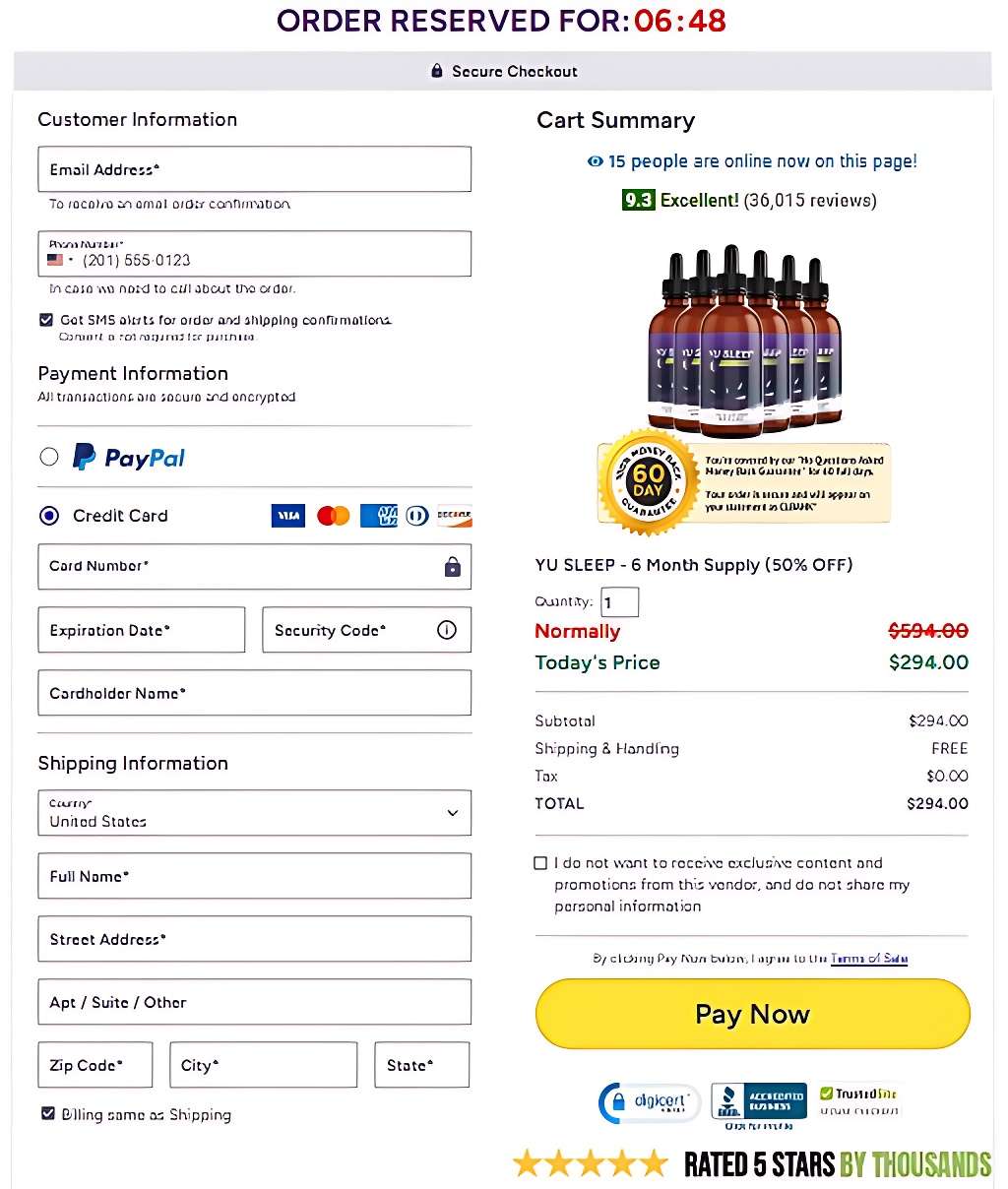 Yu Sleep Secure Checkout Page
